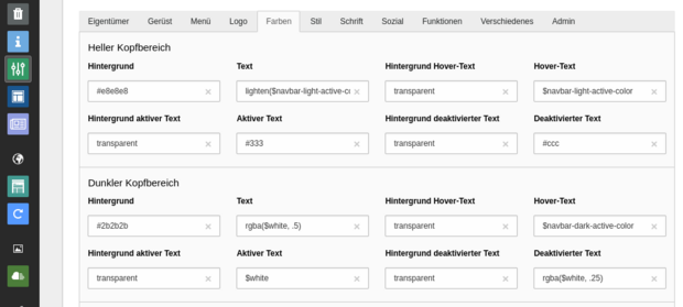 Easyconf-Formular zur Anpassung der Farben des Hauptmenüs Easyconf-Formular zur Anpassung der Farben des Hauptmenüs