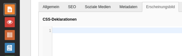 Seiteneigenschaften-Formular Seiteneigenschaften-Formular für CSS-Anpassungen, welche nur für die ausgewählte Seite gelten